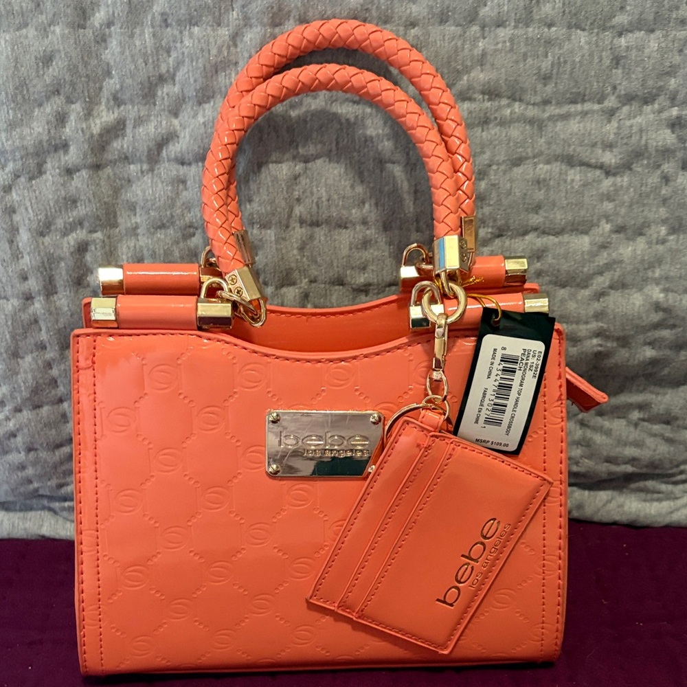 Bebe Peach Mini Bag with Gold Details